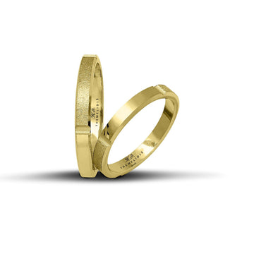 Μοντέρνες βέρες γάμου χρυσές 3 mm με εναλλαγή λουστρέ και ματ φινιρίσματος.